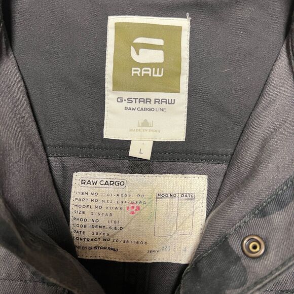 G-Star Raw Rackler Camo Men's L Long Sleeve Snap Up Tactical Shirt Zip Pocket - Picture 2 of 11